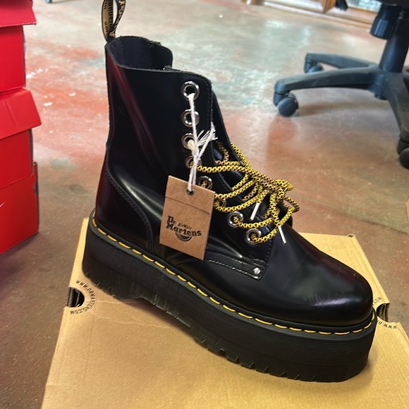 Dr. Martens Shoes - Dr. Martens Black Jadon Max with Gold Details